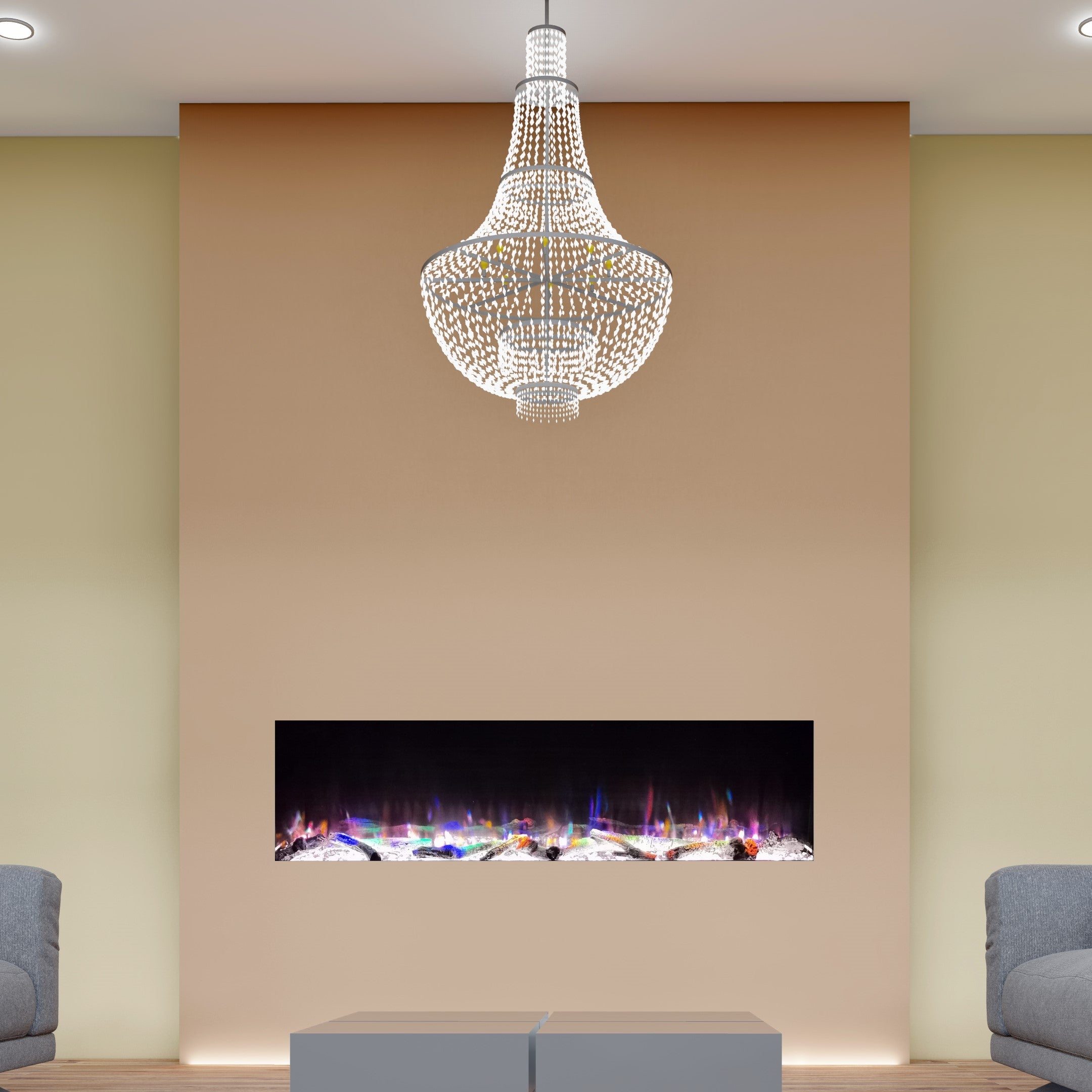 74" Advanced Fires Landscape - Media Wall Electric Fire