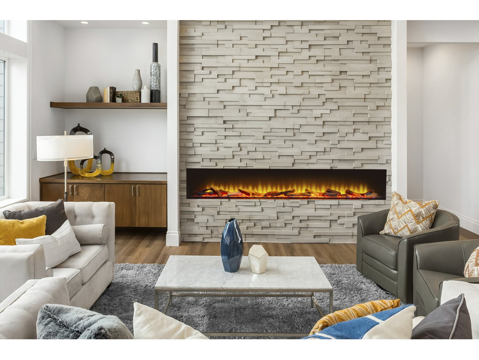 81" Acantha Aspire 200 - Media Wall Electric Fire - Fully Inset