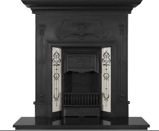 49" Verona Cast Iron Combination Fireplace | Art Nouveau Style