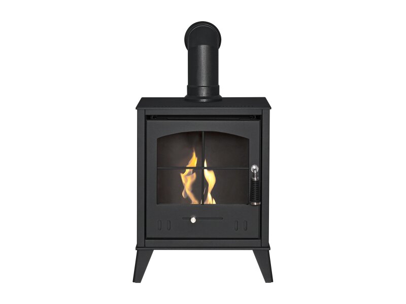 OKO S2 Bio Ethanol Stove in Charcoal Grey with Stove Pipe