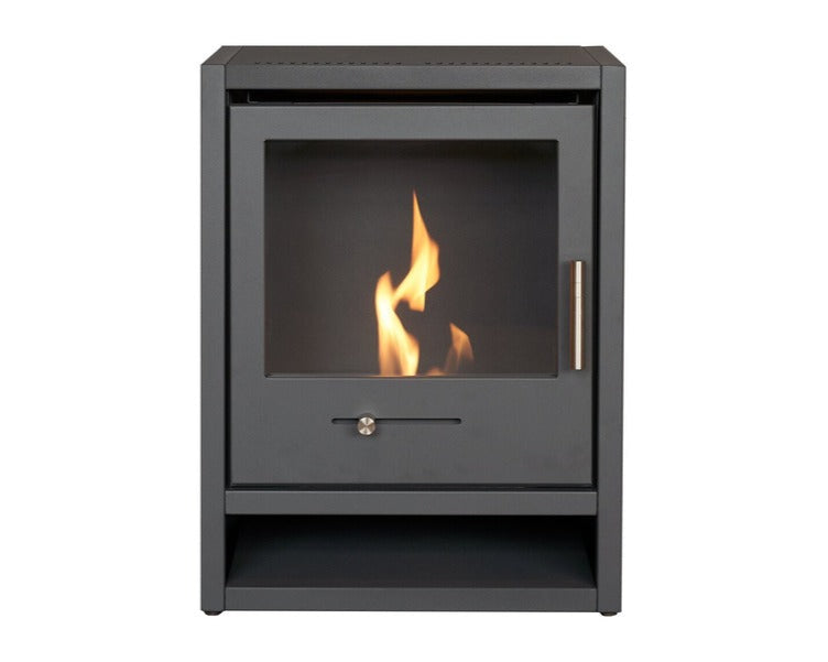 OKO S3 Bio Ethanol Stove in Charcoal Grey Log Storage