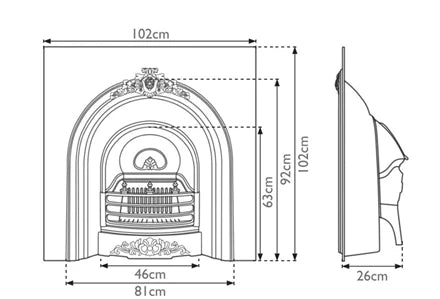 40" Prince Cast Iron Fireplace Insert - Victorian