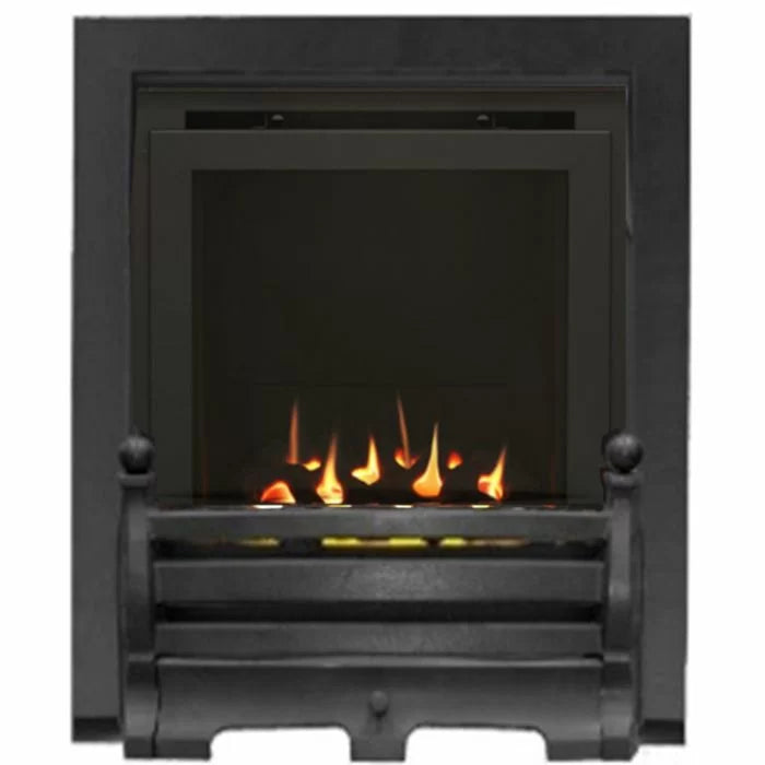 14" Sirocco Daisy - Inset Gas Fire - Full Depth High Efficiency with Coal Bed in Black Fret & Trim