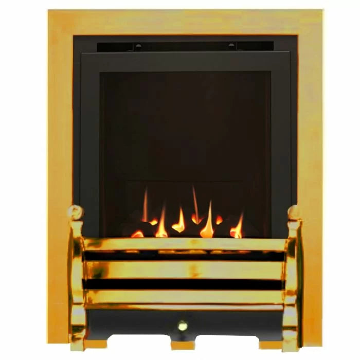 14" Sirocco Daisy - Inset Gas Fire - Slimline High Efficiency with Coal Bed with Brass Fret & Trim