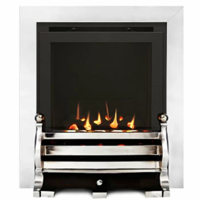 14" Sirocco Daisy - Inset Gas Fire - Full Depth High Efficiency with Coal Bed in Chrome Fret & Trim