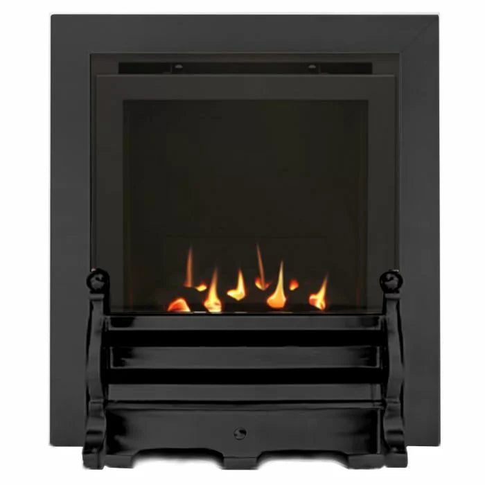 14" Sirocco Daisy - Inset Gas Fire - Full Depth High Efficiency with Black Nickel Fret & Trim