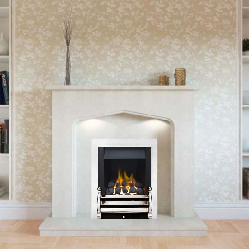 14" Sirocco Daisy - Inset Gas Fire - Slimline High Efficiency in Chrome Fret & Trim