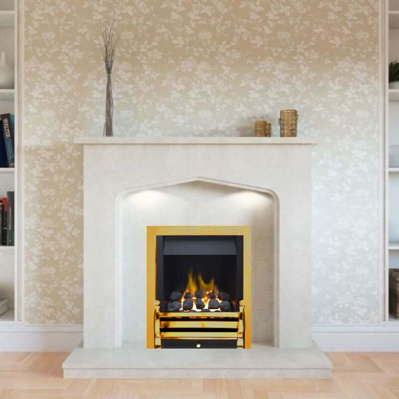 14" Sirocco Daisy - Inset Gas Fire - Slimline High Efficiency with Coal Bed with Brass Fret & Trim