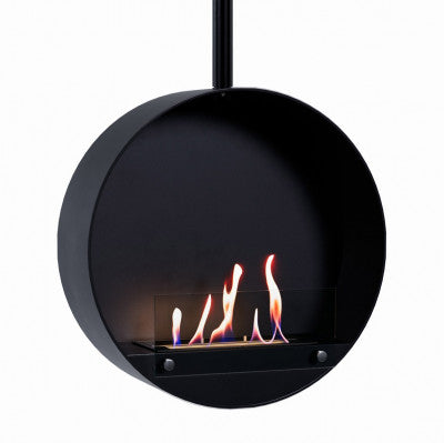 24" ScandiFlames Ottawa Black - Round Ceiling Mounted Bioethanol Fireplace, 60cm