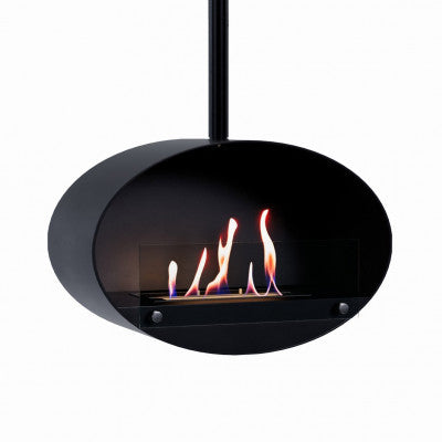 32" ScandiFlames Halifax Black - Oval Ceiling Mounted Bioethanol Fireplace, 60cm