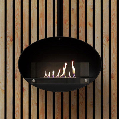 32" ScandiFlames Halifax Black - Oval Ceiling Mounted Bioethanol Fireplace, 60cm
