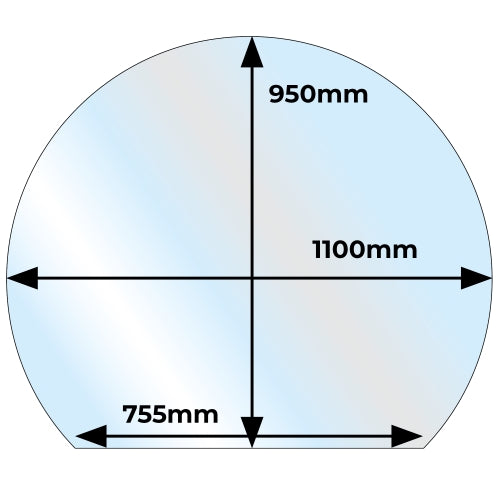 Circle With Slice Glass Hearth - 12mm x 1100mm Dia x 950mm