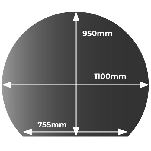 Circle With Slice Glass Hearth - 12mm x 1100mm Dia x 950mm