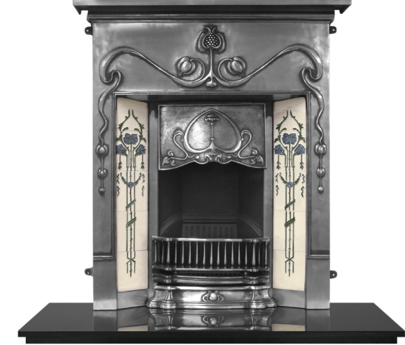 40" Valentine Cast Iron Combination Fireplace | Art Nouveau Style