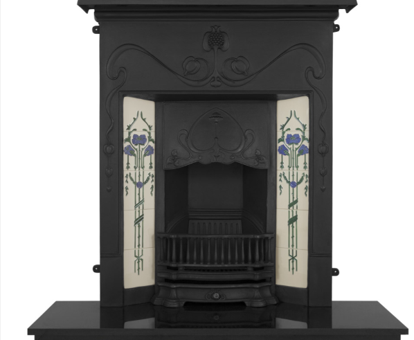 40" Valentine Cast Iron Combination Fireplace | Art Nouveau Style