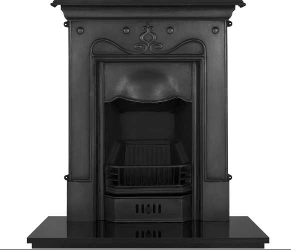 35" Tulip Cast Iron Combination Fireplace | Art Nouveau Style