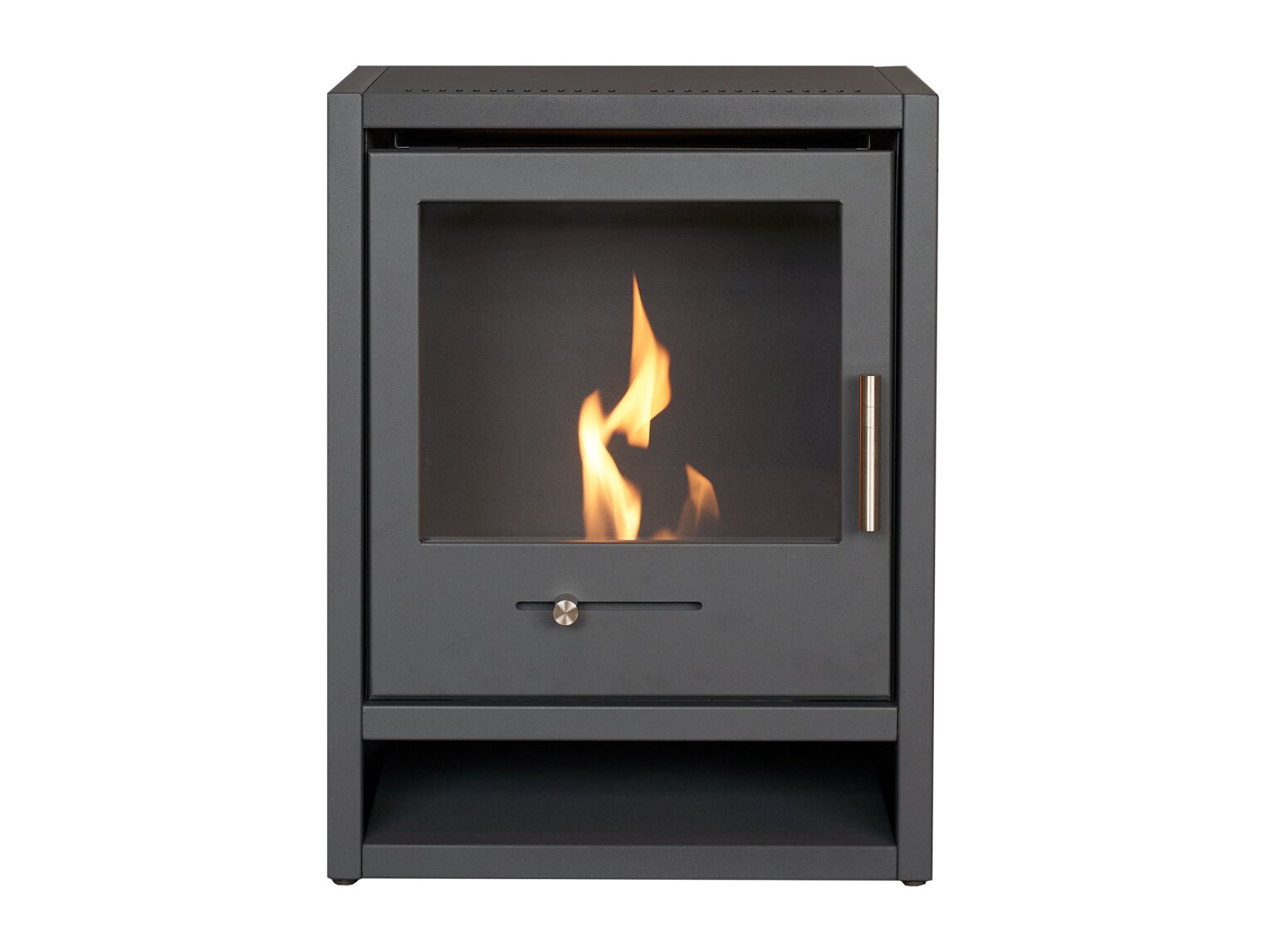 OKO S3 Bio Ethanol Stove in Charcoal Grey Log Storage
