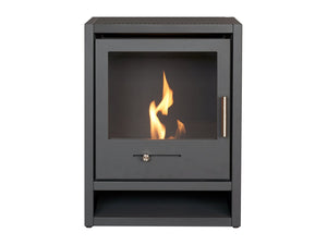 OKO S3 Bio Ethanol Stove in Charcoal Grey Log Storage