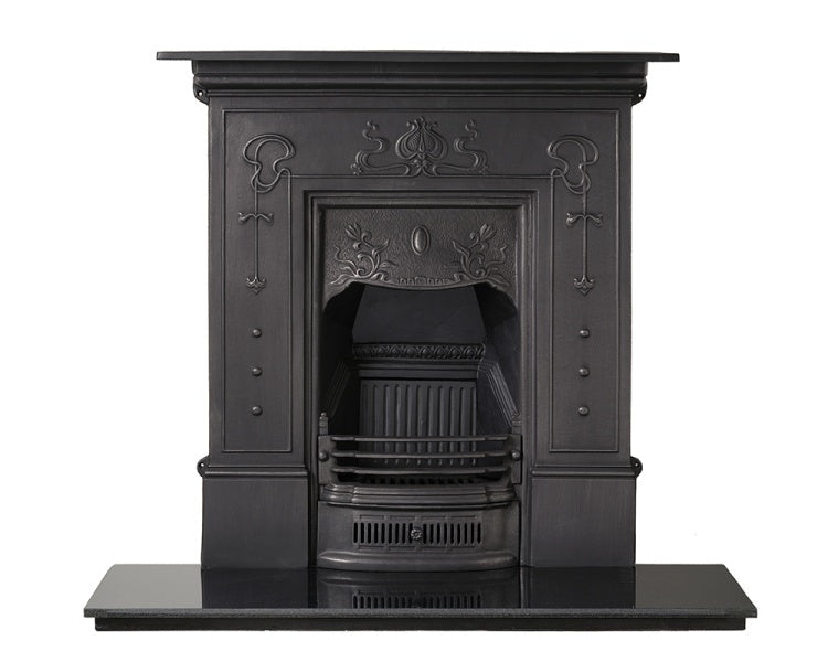 41" Bella Cast Iron Combination Fireplace | Art Nouveau Style