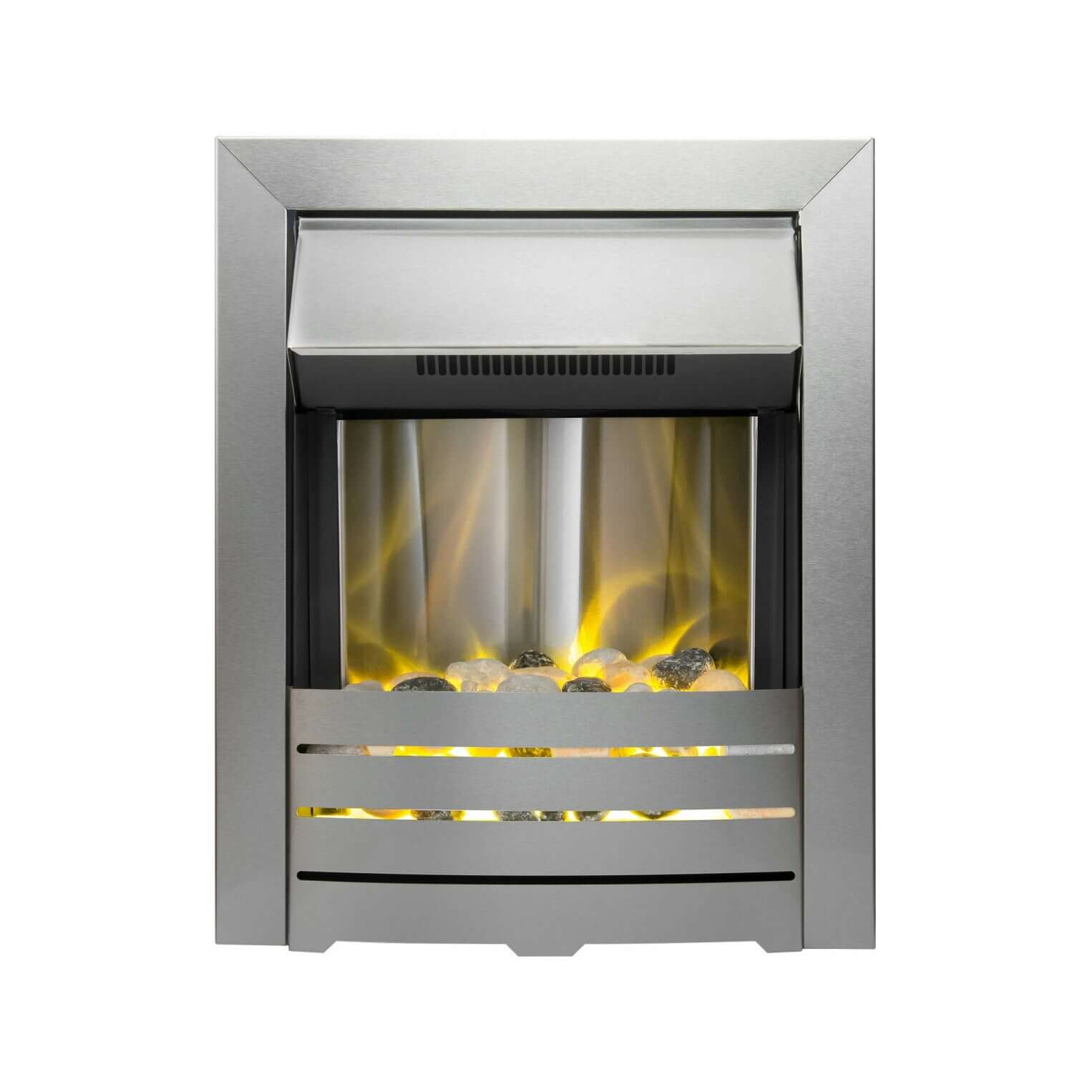 Adam Helios Electric Fire in Brushed Steel - Glowing Flame