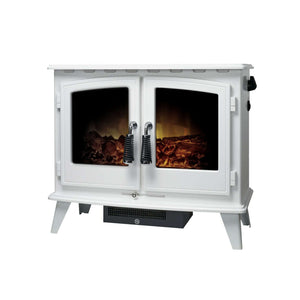 Adam Woodhouse Electric Stove in Pure White - Glowing Flame