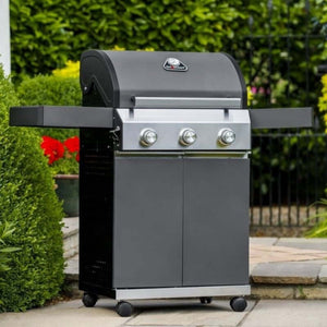 Grillstream Classic 3 Burner Hybrid BBQ in Matt Grey - Glowing Flames