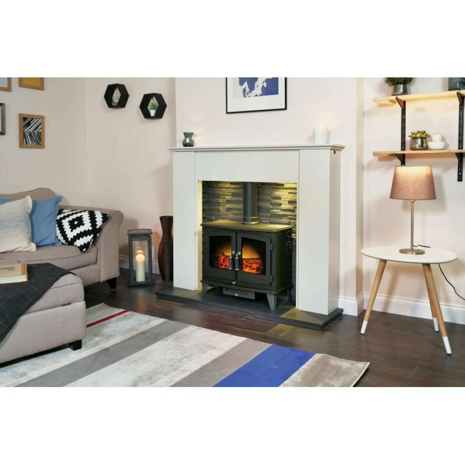 Adam Woodhouse Electric Stove in Black - Glowing Flame