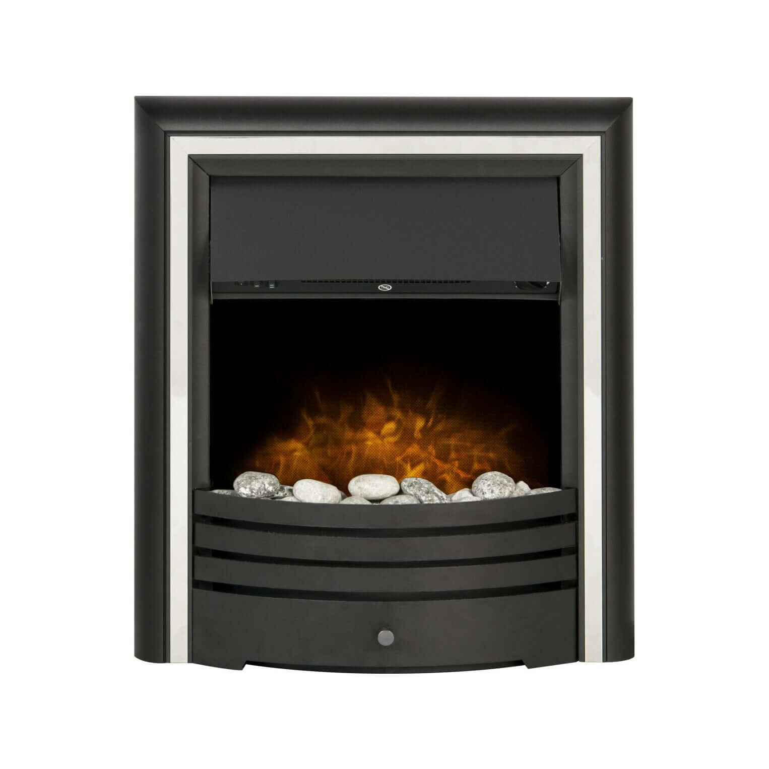 Adam Cambridge Pebble Electric Fire in Black & Chrome