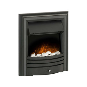 Adam Cambridge Pebble Electric Fire in Black - Glowing Flame