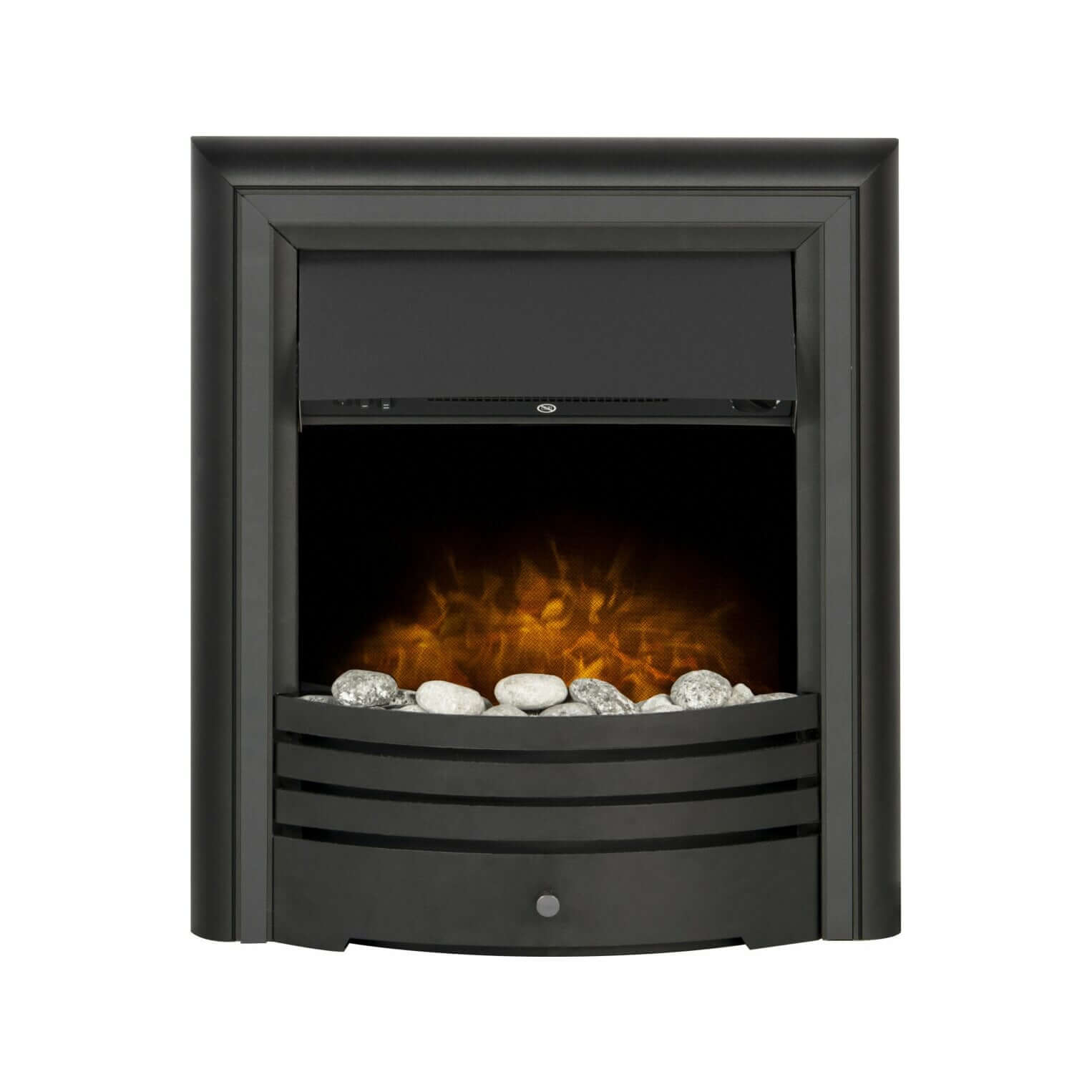 Adam Cambridge Pebble Electric Fire in Black - Glowing Flame