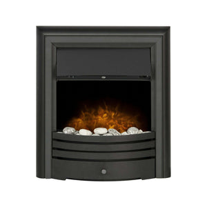 Adam Cambridge Pebble Electric Fire in Black - Glowing Flame