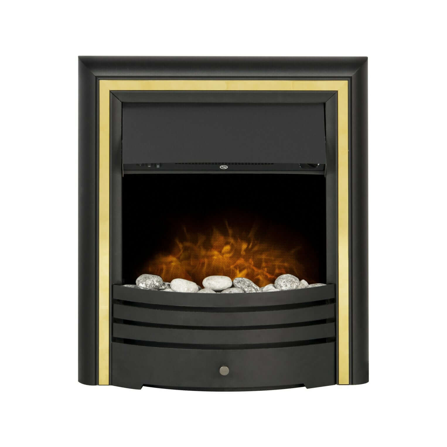 Adam Cambridge Pebble Electric Fire in Black & Brass