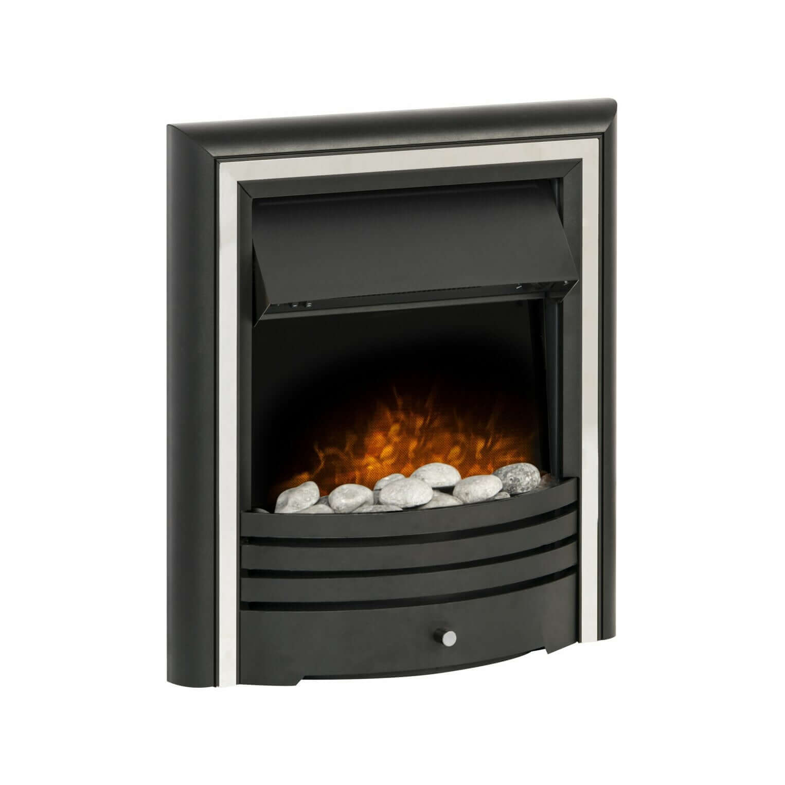 Adam Cambridge Pebble Electric Fire in Black & Chrome