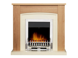 Adam Chilton Fireplace in Oak & Cream with Blenheim Electric Fire - Glowing Flames