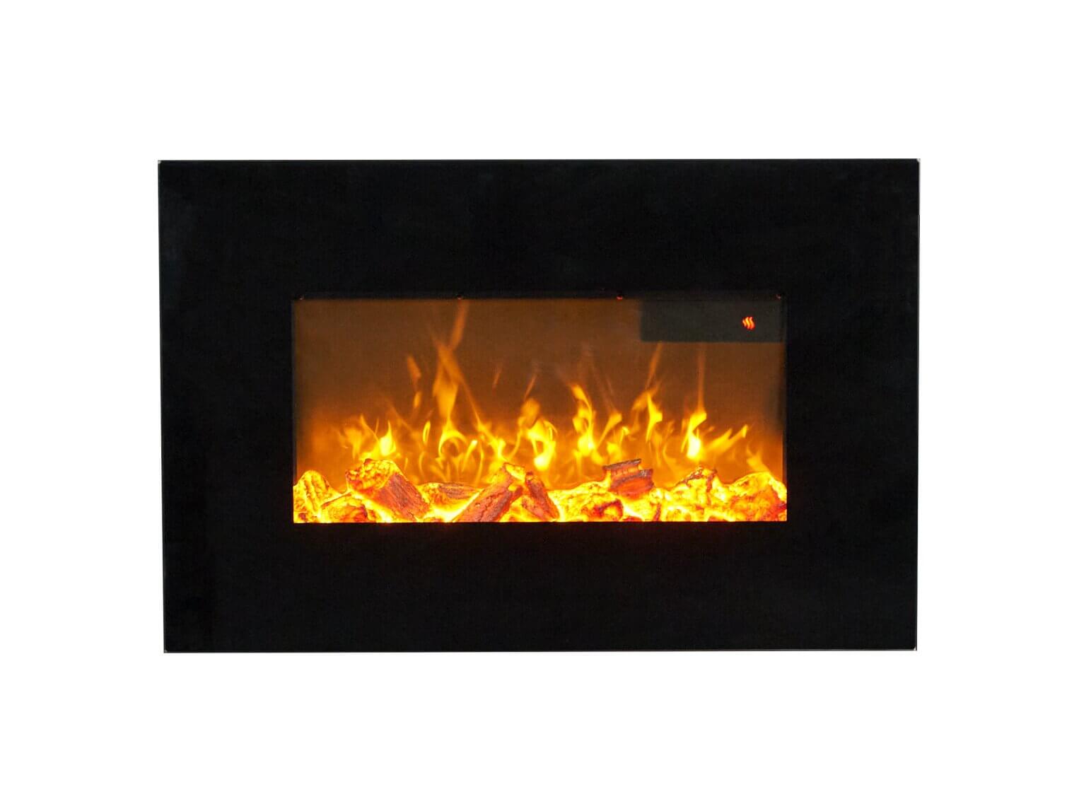 Sureflame WM-9334 Electric Wall Mounted Fire with Remote in Black, 26 Inch - Glowing Flames