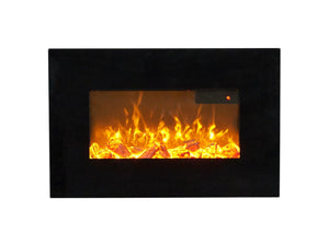 Sureflame WM-9334 Electric Wall Mounted Fire with Remote in Black, 26 Inch - Glowing Flames