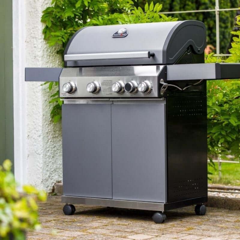 Grillstream Classic 4 Burner with Side Burner Hybrid BBQ in Matt Grey - Glowing Flames