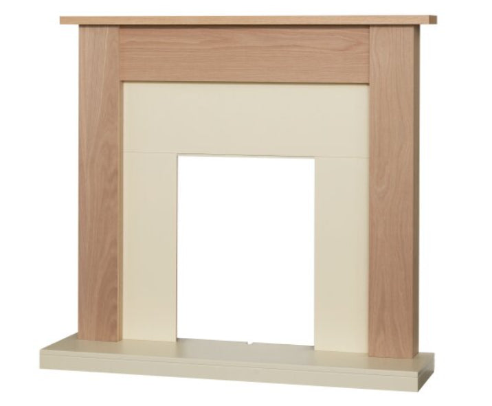 Adam Southwold Fireplace in Oak & Cream 43 inch - Glowing Flame