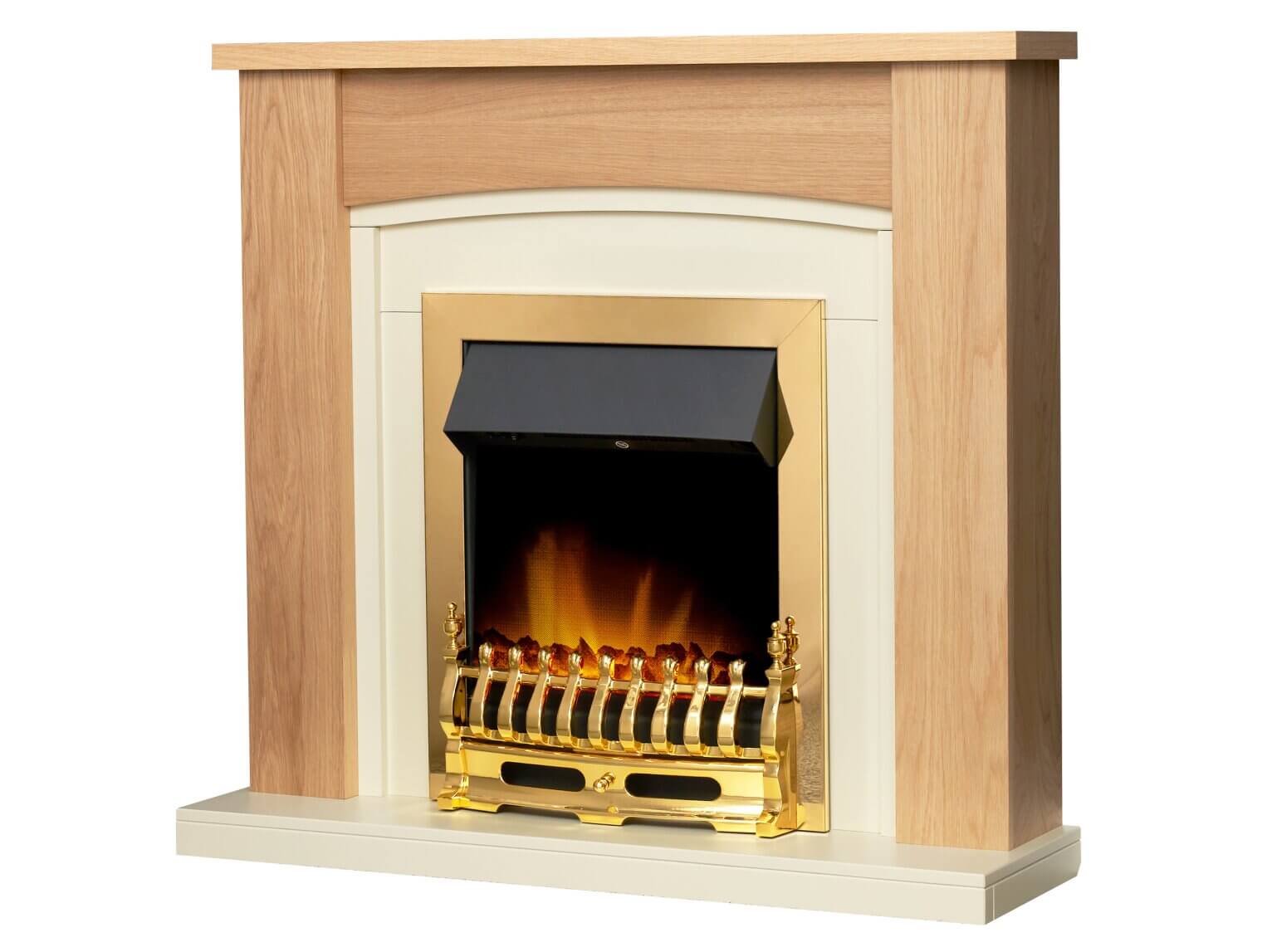 Adam Chilton Fireplace in Oak & Cream with Blenheim Electric Fire - Glowing Flames