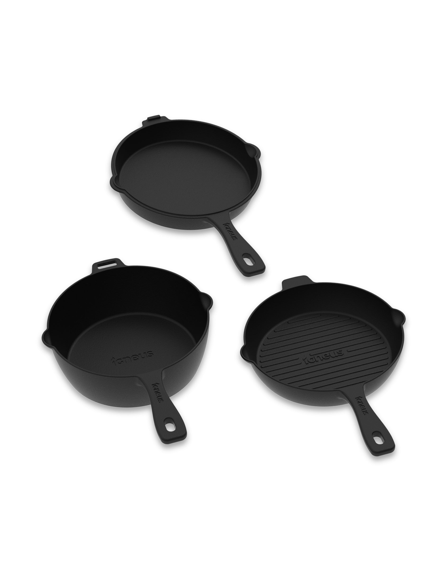 Igneus Classico 3 pc Cast Iron Pan Set