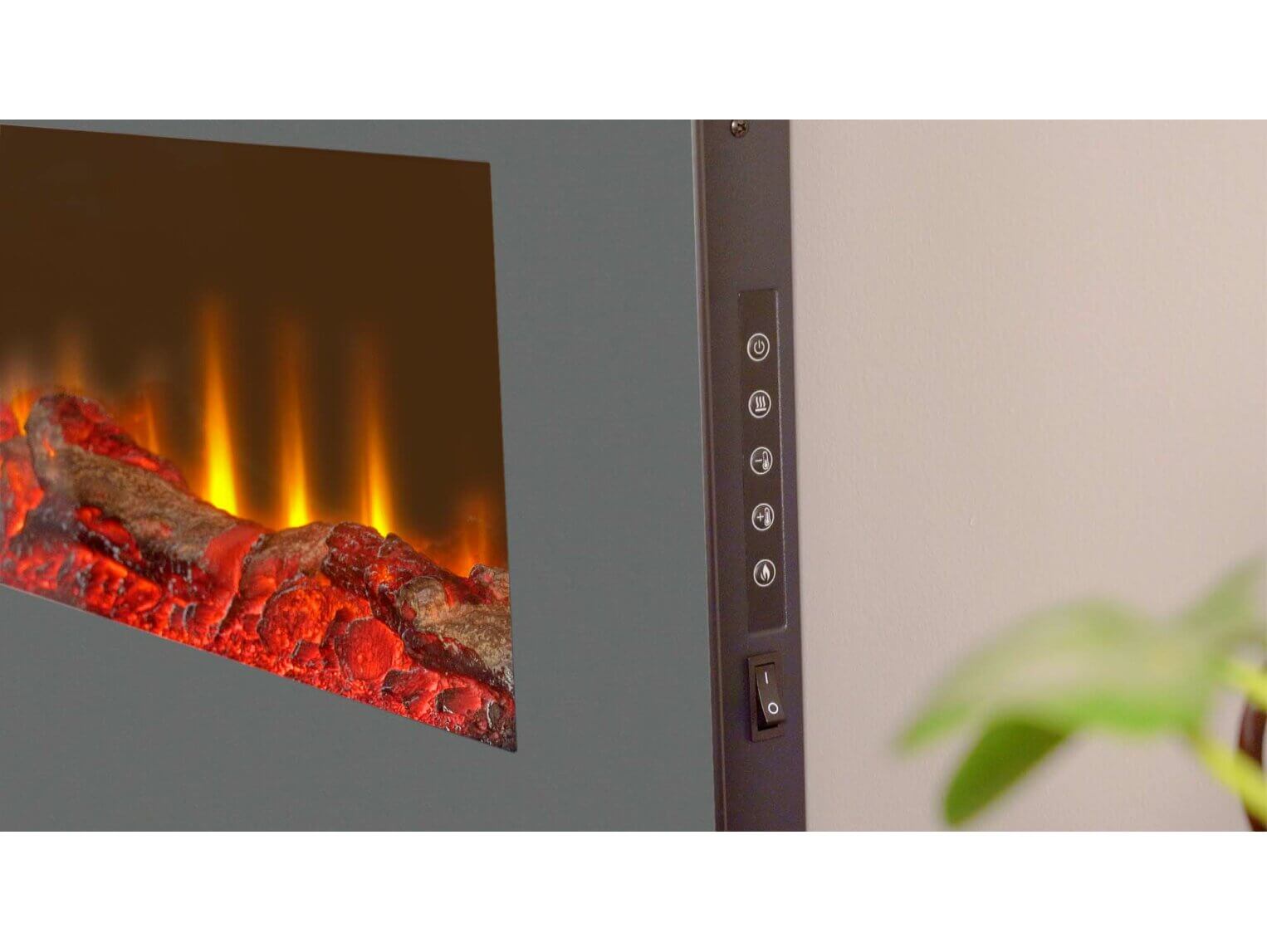 Sureflame WM-9505 Electric Wall Mounted Fire with Remote in Grey, 42 Inch - Glowing Flames