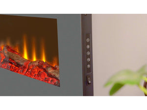 Sureflame WM-9505 Electric Wall Mounted Fire with Remote in Grey, 42 Inch - Glowing Flames