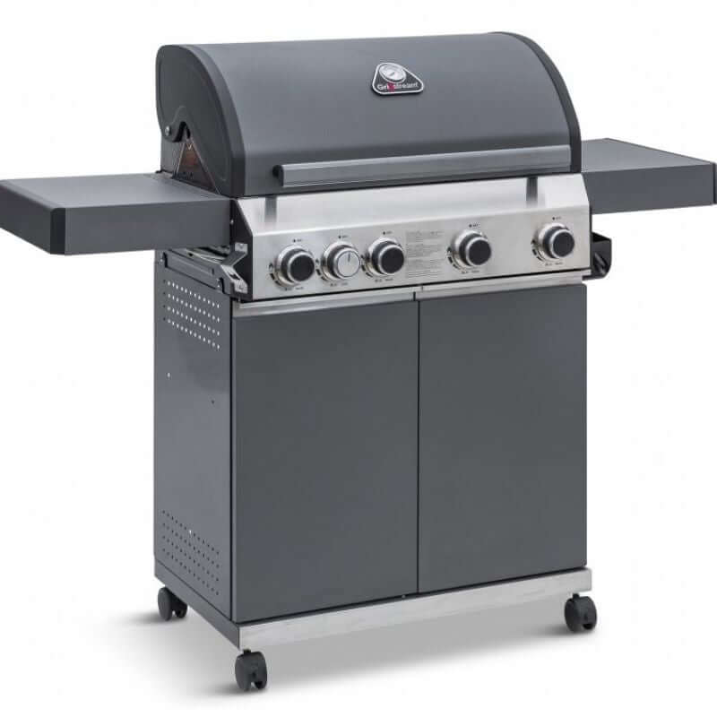 Grillstream Classic 4 Burner with Side Burner Hybrid BBQ in Matt Grey - Glowing Flames