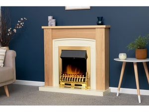 Adam Chilton Fireplace in Oak & Cream with Blenheim Electric Fire - Glowing Flames