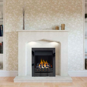 Glasson Coal Effect Gas Fire with Nickel Fret and Nickel Trim - Glowing Flames