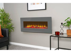 Sureflame WM-9505 Electric Wall Mounted Fire with Remote in Grey, 42 Inch - Glowing Flames