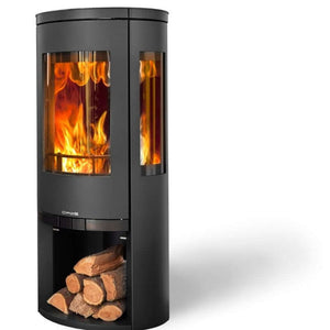 Opus Trio Wood Burning Stove - Glowing Flame