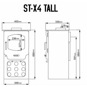 Saltfire ST-X4 Tall Multifuel Stove - Glowing Flame