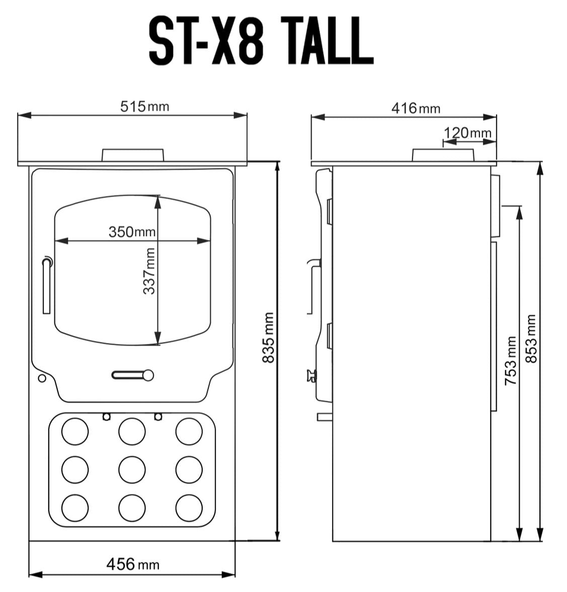 Saltfire ST-X8 Tall Multifuel Stove - Glowing Flame