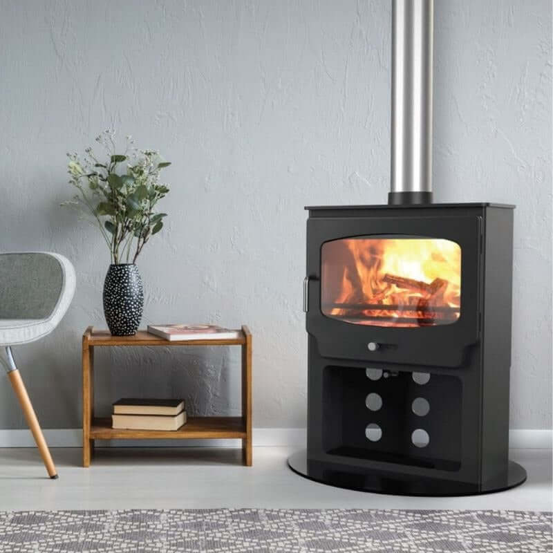 Saltfire ST-X Wide Tall Wood Burning Stove - Glowing Flame